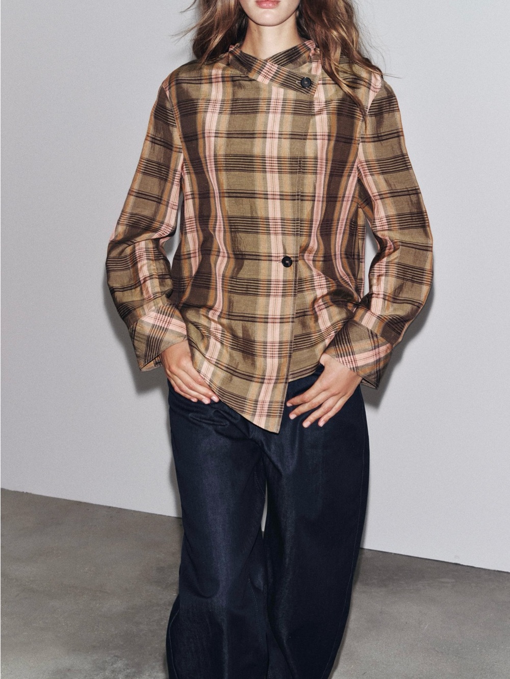 Zara | plaid asymmetrical top